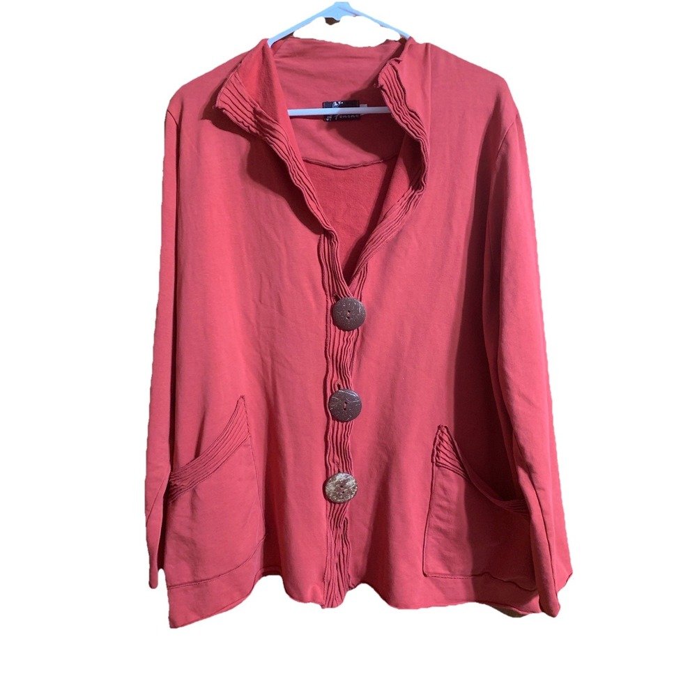 Fenini Womens Size 0 Coral Cardigan Design Large Button Detail